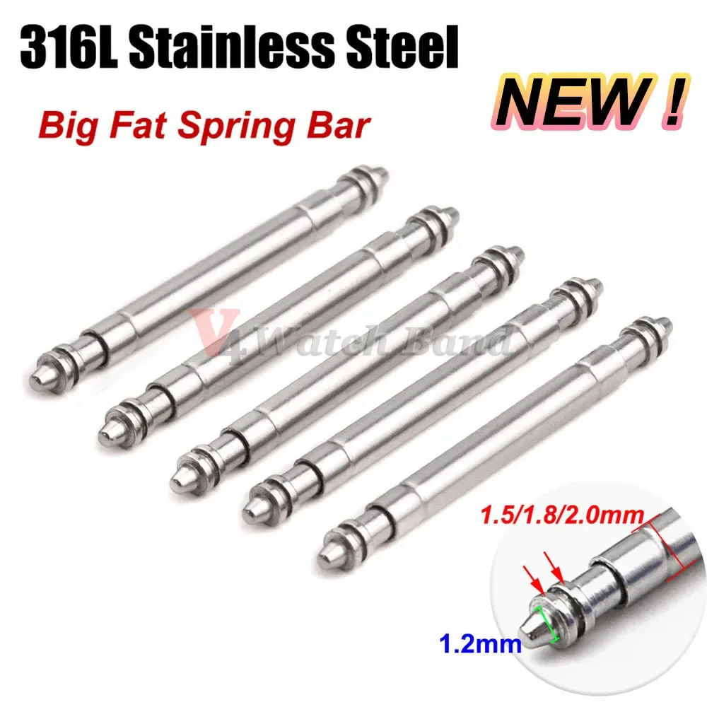 Spring Bar Tool Set - 316L ステンレス鋼ビッグファット時計バンドスプリングバー時計修理ツール金属鋼スプリングピンリンクピン 2.0 ミリメートル 1.8 ミリメートル