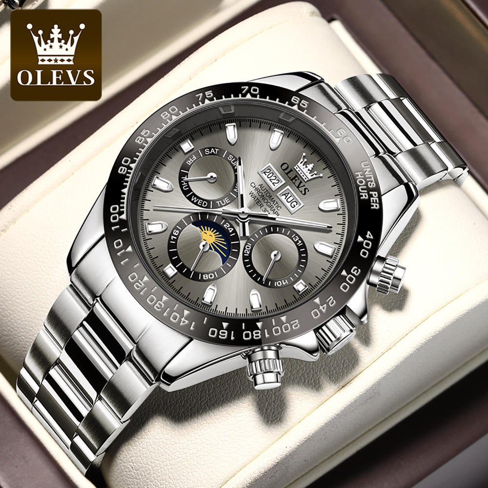 Omega Watch Seamaster - OLEVS 6654 高級メンズ腕時計クロノグラフ自動機械式腕時計防水発光トップブランドの腕時計男性日付スポーツ