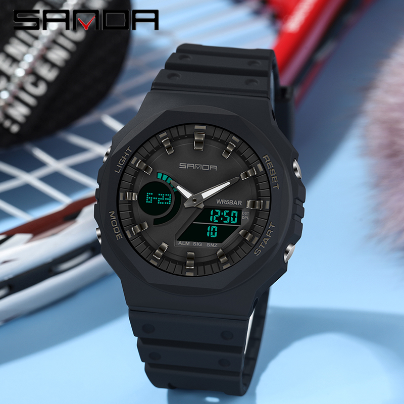 Seiko Watch 5 Sports - 三田トップ高級メンズクォーツ時計防水メンズミリタリースポーツウォッチレロジオ Masculino デュアルディスプレイ LED デジタル腕時計