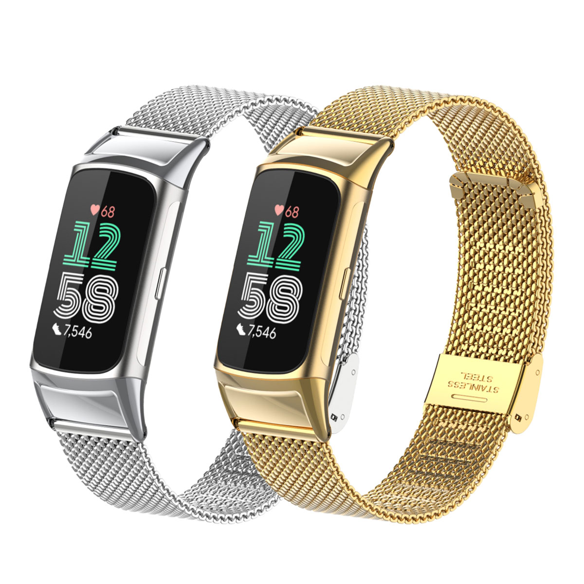Mesh Strap Metal - Fitbit Charge 5/6 ステンレススチールメッシュメタルストラップ、細かく編まれたメタルストラップ、Charge 5/6 交換用ストラップに適しています。