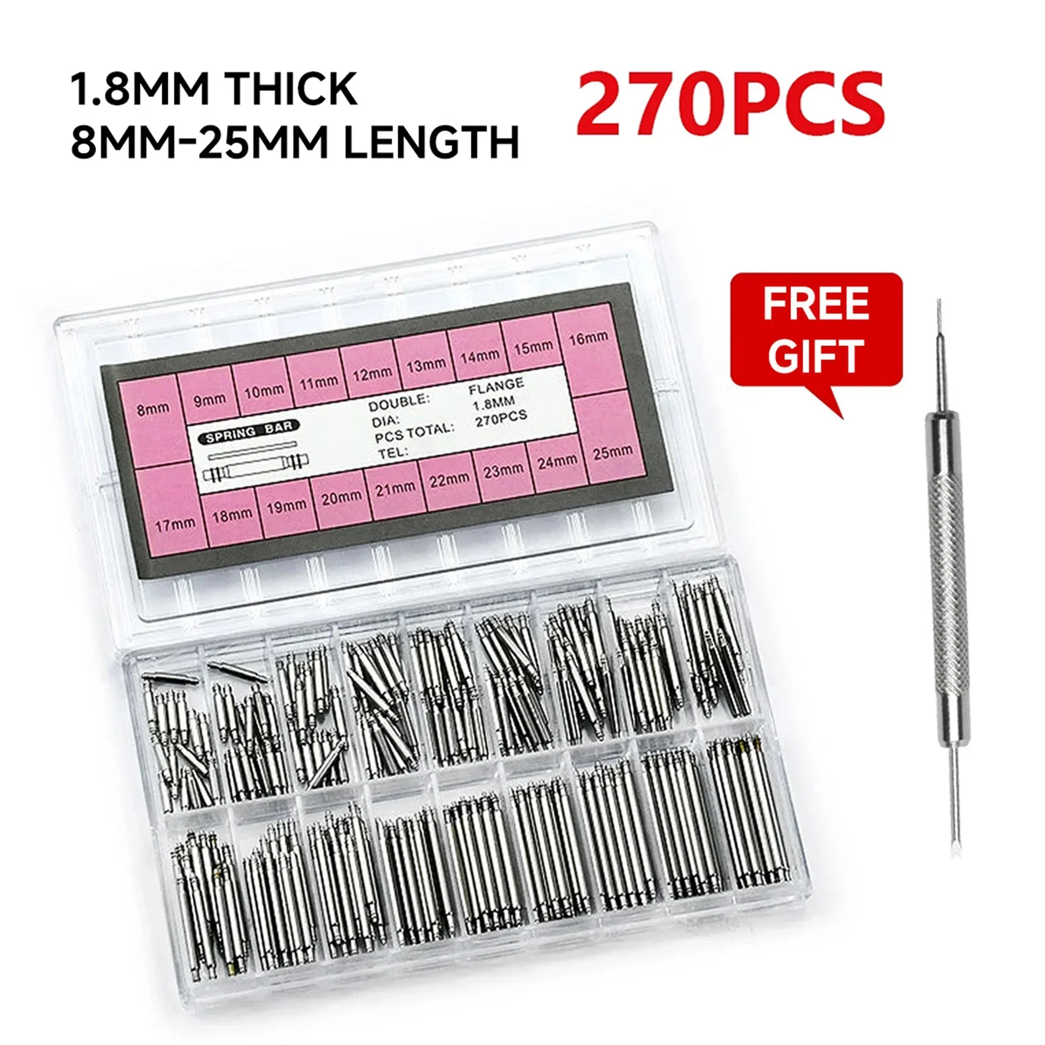 270 ピース/セットステンレス鋼スプリングバー直径 1.5 - Spring Bar Tool Set のレビューと価格