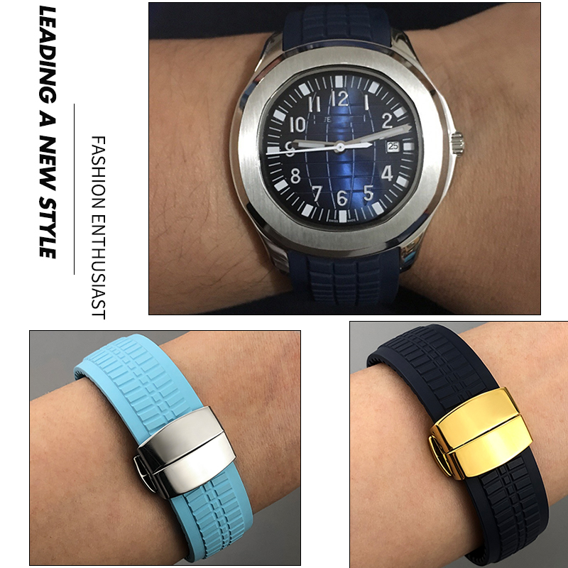 22mmメタルピン、カーブエンド、フッ素ゴムFKM製腕時計バ - Patek Philippe Watch Aquanaut のレビューと価格