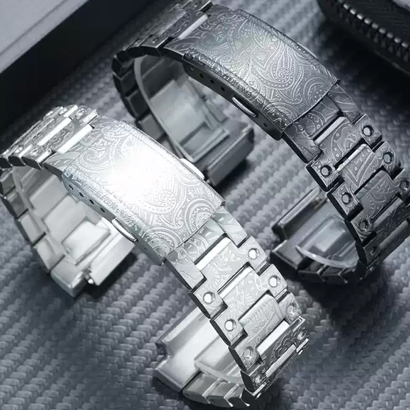 ヴィンテージペイズリー模様のステンレススチール製ケースとバン - Casio Watch G-Shock Ga-2100 のレビューと価格