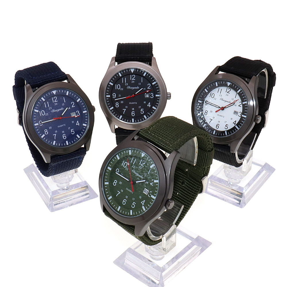 高級メンズクォーツ腕時計 スポーツカジュアル アーミーデザイ - Canvas Strap Watch のレビューと価格