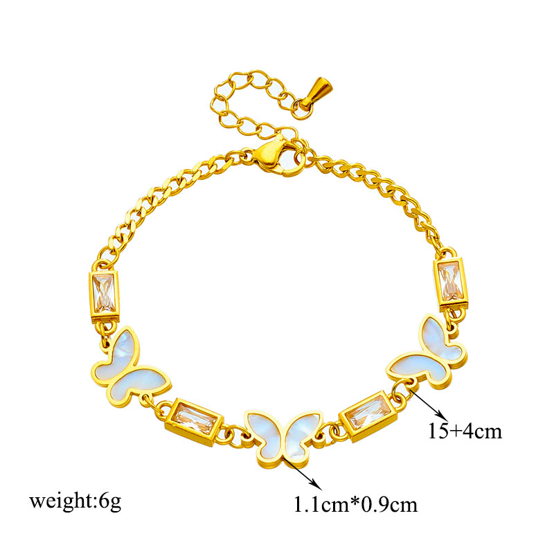 Dieyuro-女性のための正方形のクリスタルブレスレット, - Butterfly Clasp Deployant のレビューと価格