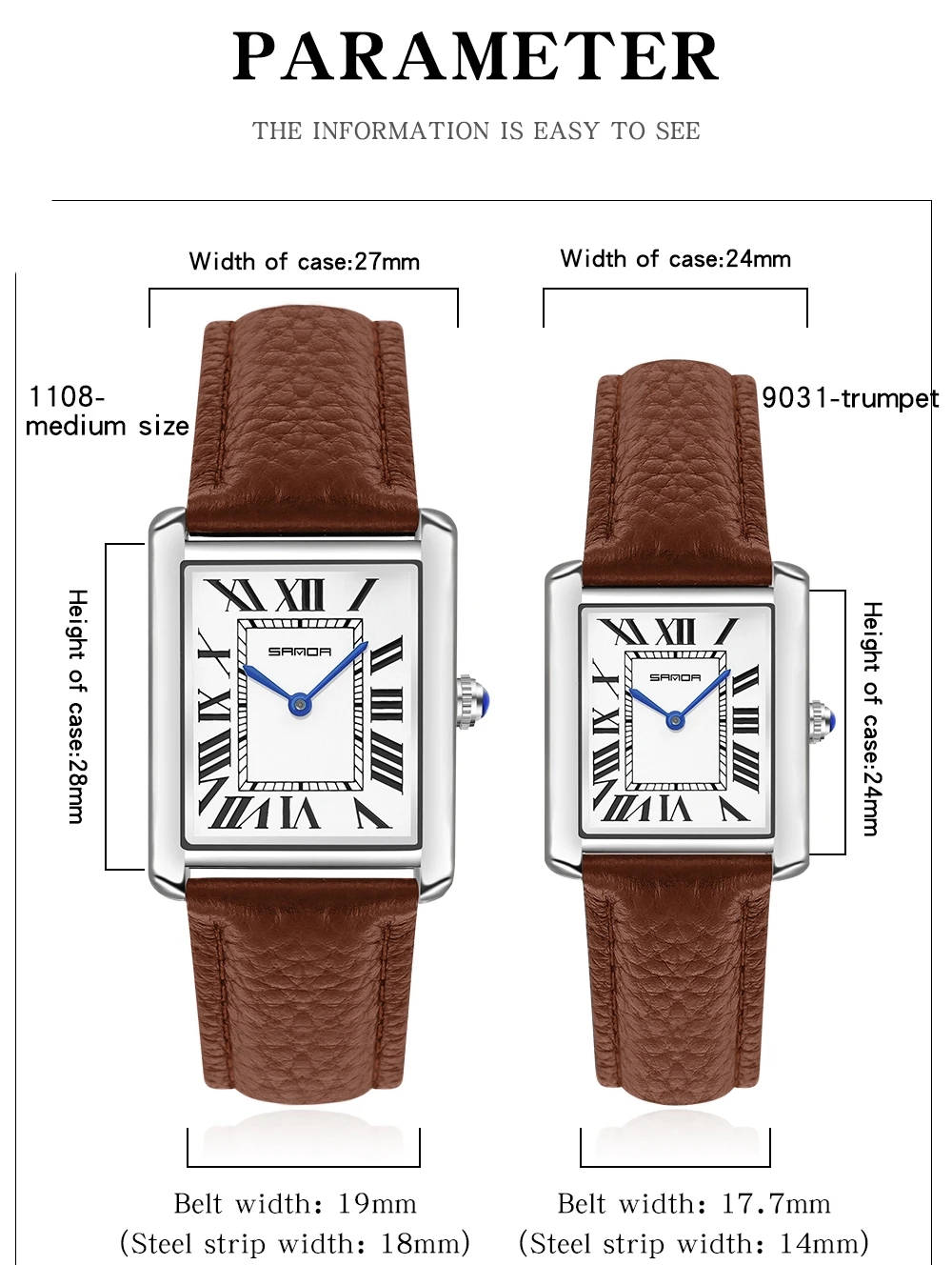 男性と女性のための長方形の腕時計,ユニセックスの高級時計,シ - Leather Watch Band Men のレビューと価格