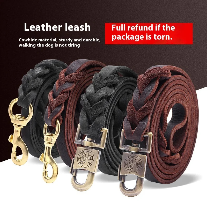 本革犬用リード - トップグレイン牛革トレーニングリード、頑 - Leather Strap Quick Release のレビューと価格