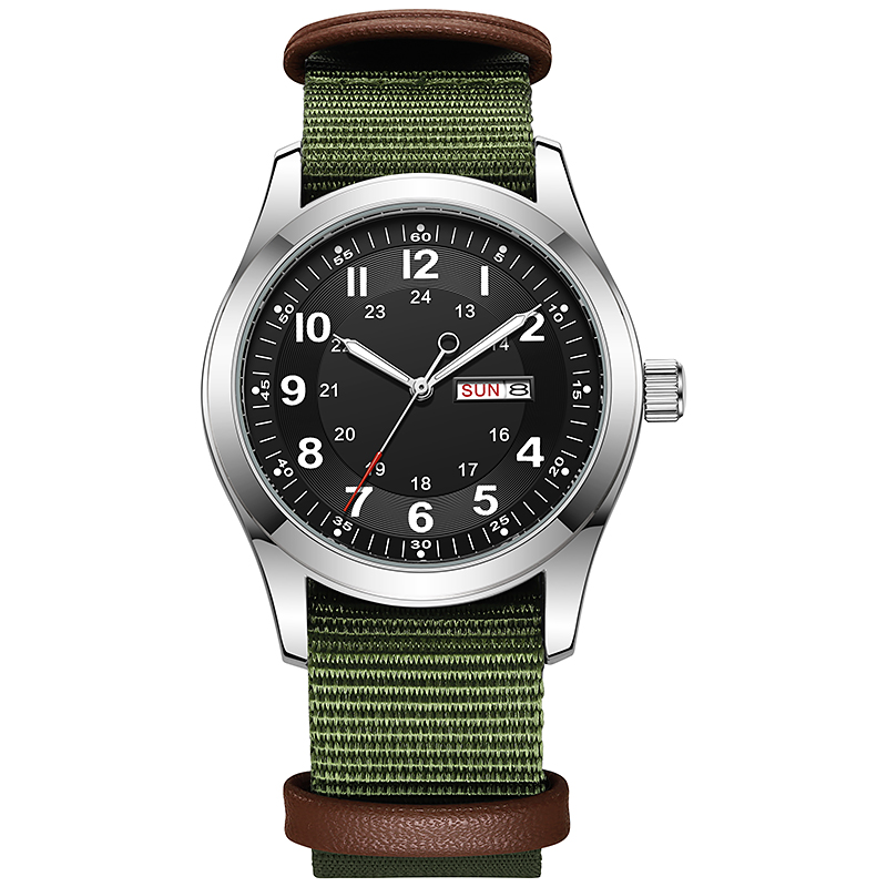 2026年メンズ42mm腕時計、暗闇で光る夜光文字盤、曜日日 - Canvas Strap Watch のレビューと価格
