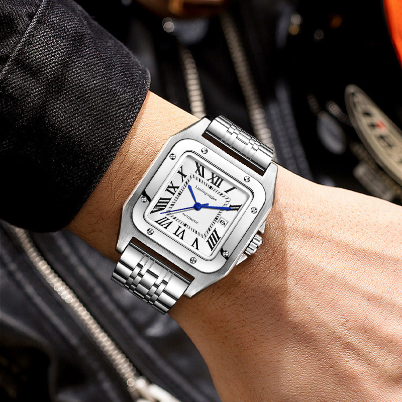 男性用の高級高級スクエア自動機械式時計、中空バタフライクラス - Cartier Watch Santos のレビューと価格