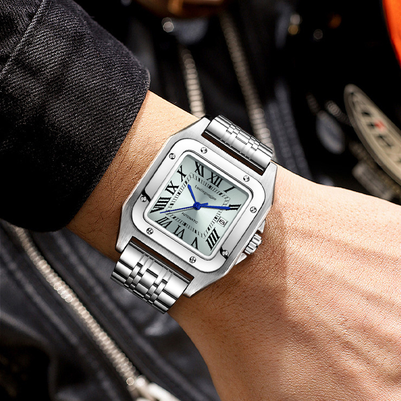 男性用の高級高級スクエア自動機械式時計、中空バタフライクラス - Cartier Watch Santos のレビューと価格