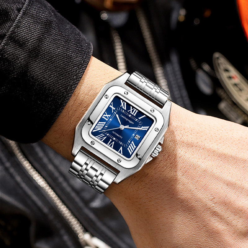 男性用の高級高級スクエア自動機械式時計、中空バタフライクラス - Cartier Watch Santos のレビューと価格