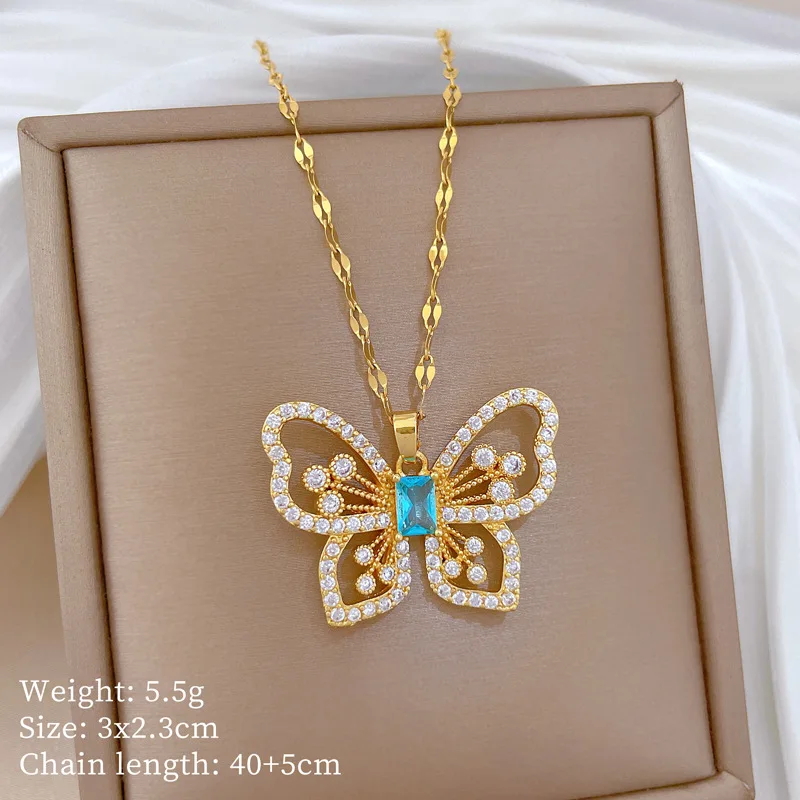 ファッショナブルなハイエンドバタフライシリーズ銅製ペンダント - Butterfly Clasp Deployant のレビューと価格