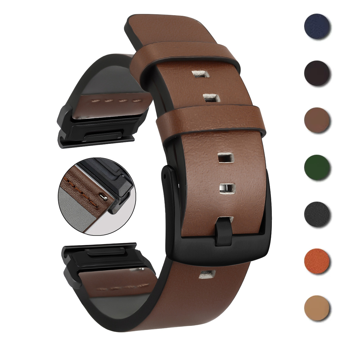 26 ミリメートル 22 ミリメートルクイックフィットストラ - Leather Strap Quick Release のレビューと価格